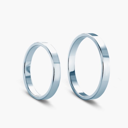 Obrączki ślubne: białe złoto, płaskie, 3 mm